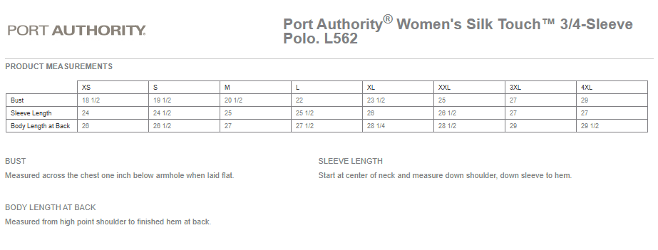 Port Authority® Ladies Silk Touch™ 3/4-Sleeve Polo