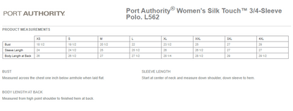 Port Authority® Ladies Silk Touch™ 3/4-Sleeve Polo